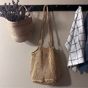 Small Woven Natural Macrame Tote Bag